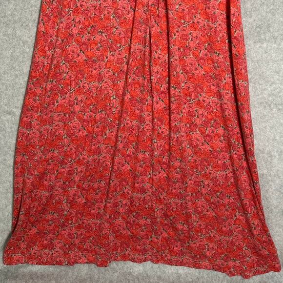Garnet Hill Sz L Floral Rose Print V-Neck Dress Knee Length Cap Sleeve Cottage - Picture 11 of 11